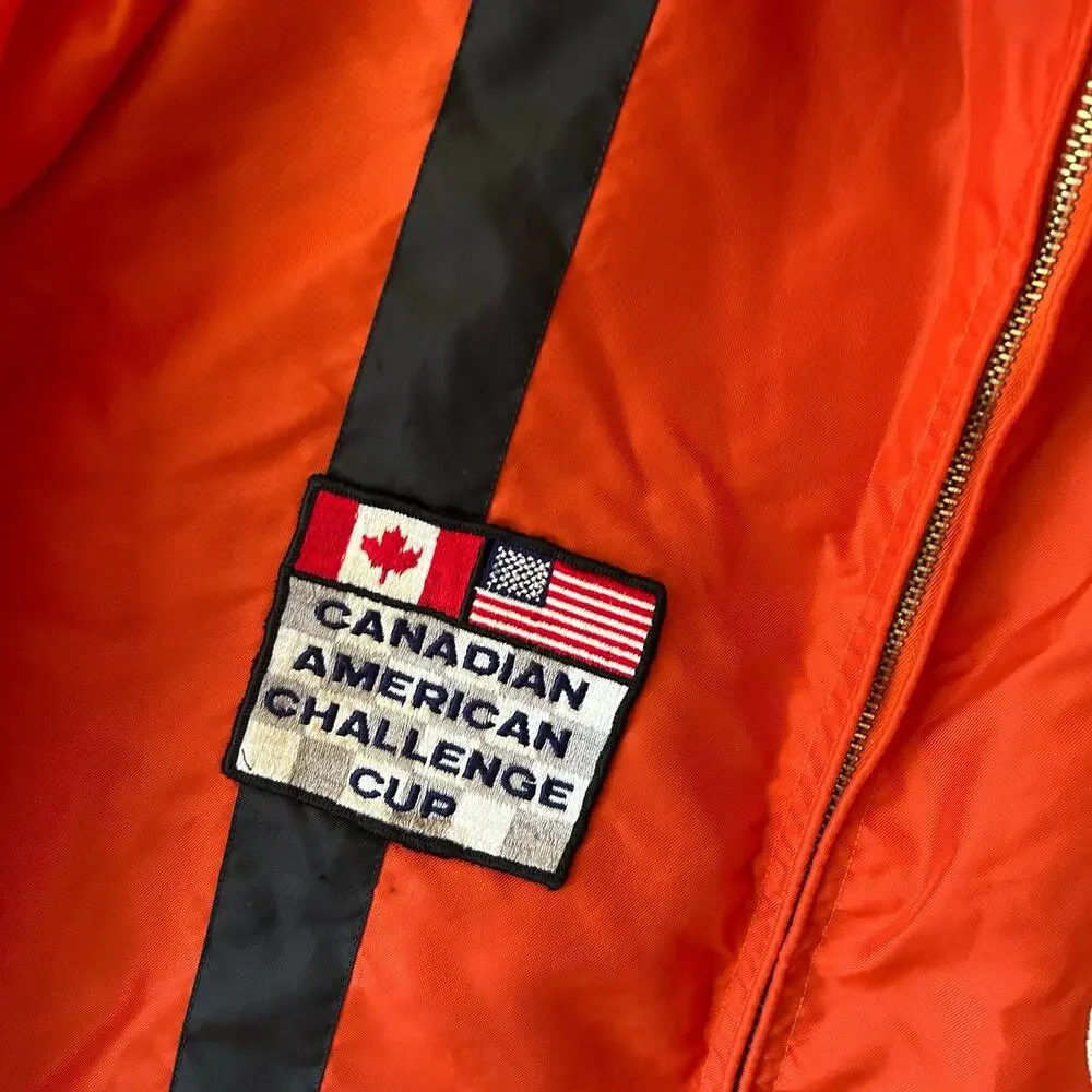 Vintage Bowlers uniform Jacket Orange Black Stripe Sz Large Canada American cup - Picture 7 of 11
